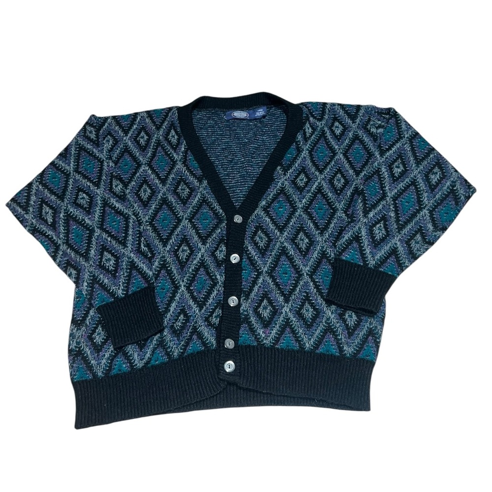 VTG 90s Knights Bridge for Men Cardigan Sweater Size Large Geometric Grandpa